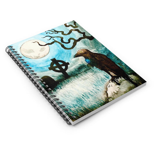 Shayla Van Tassel - Gothic Raven Cemetery Spiral Notebook — Moonlit Graveyard Ruled Journal