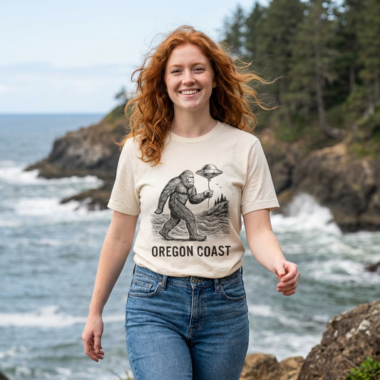Oregon Coast Sasquatch T-Shirt – Bigfoot & UFO Graphic Tee