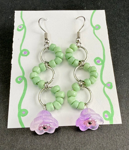 Alexa Slater- Purple Flower Bead Earrings
