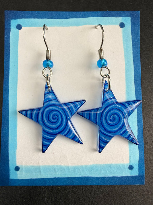 Alexa Slater- Blue Spiral Star Earrings