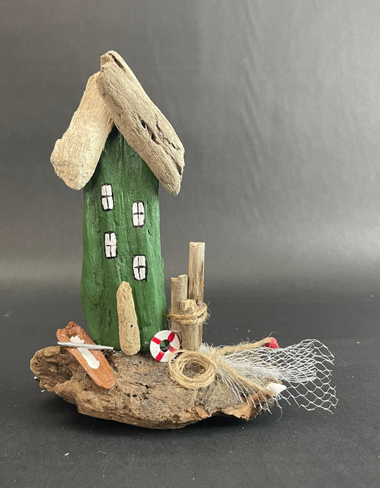 Michelle Perrien- Green driftwood fishing house