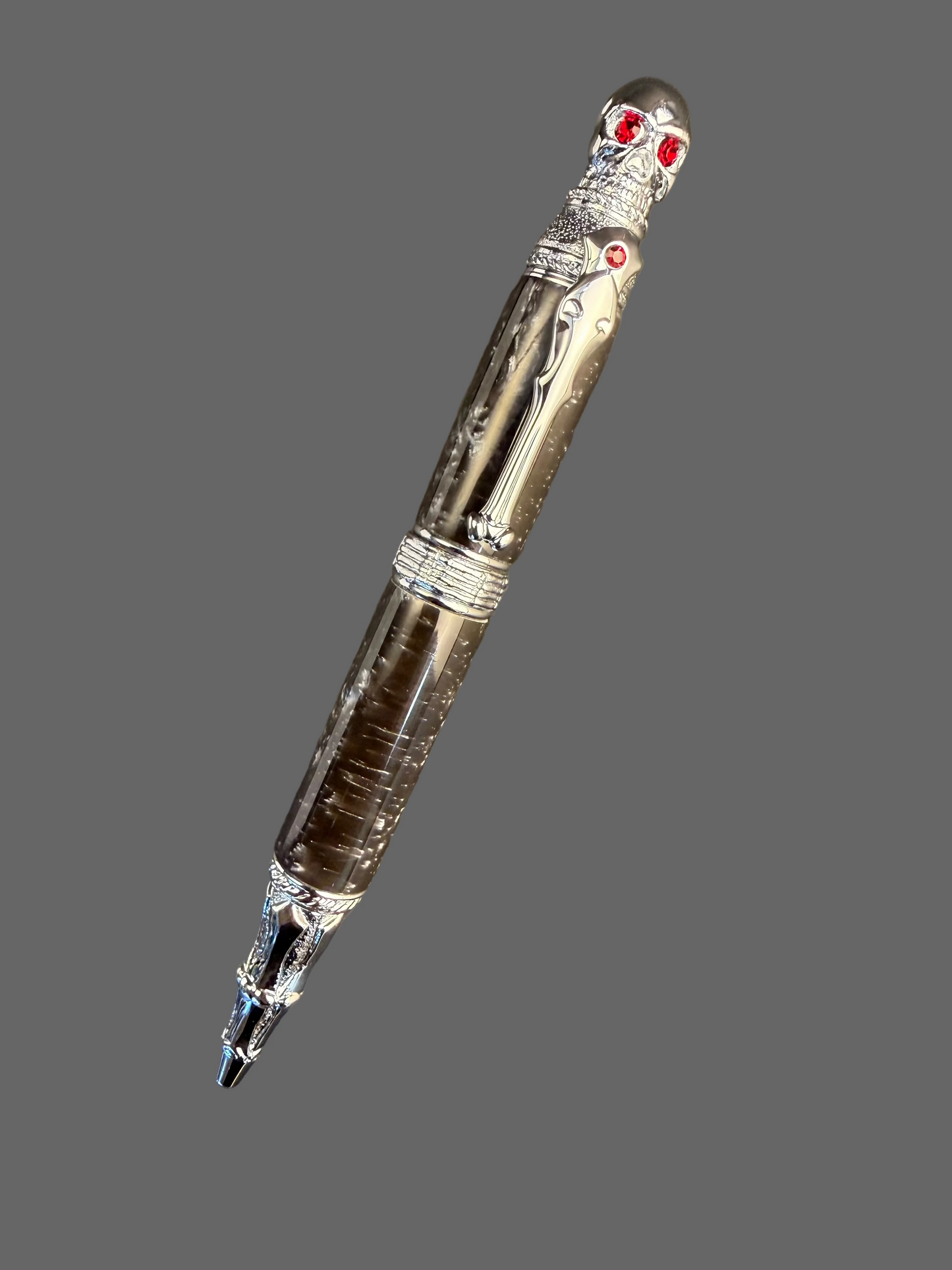 Skull Pen - Antique Silver Resin