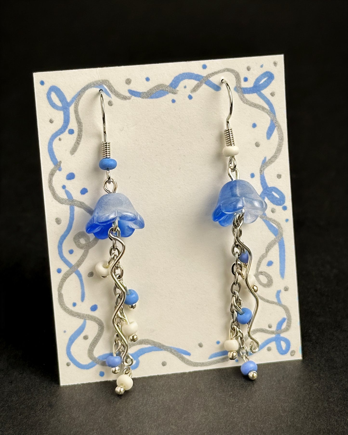 Alexa Slater - Denim Blue and White Jellyfish Earrings