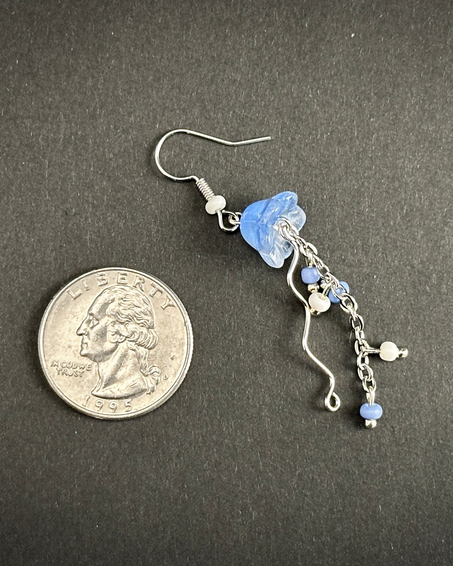 Alexa Slater - Denim Blue and White Jellyfish Earrings