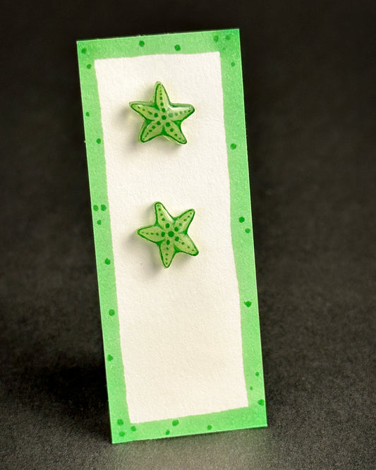 Alexa Slater - Light green starfish stud earrings