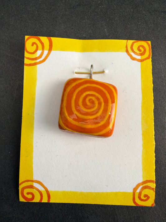 Alexa Slater- Orange Spiral Pendant