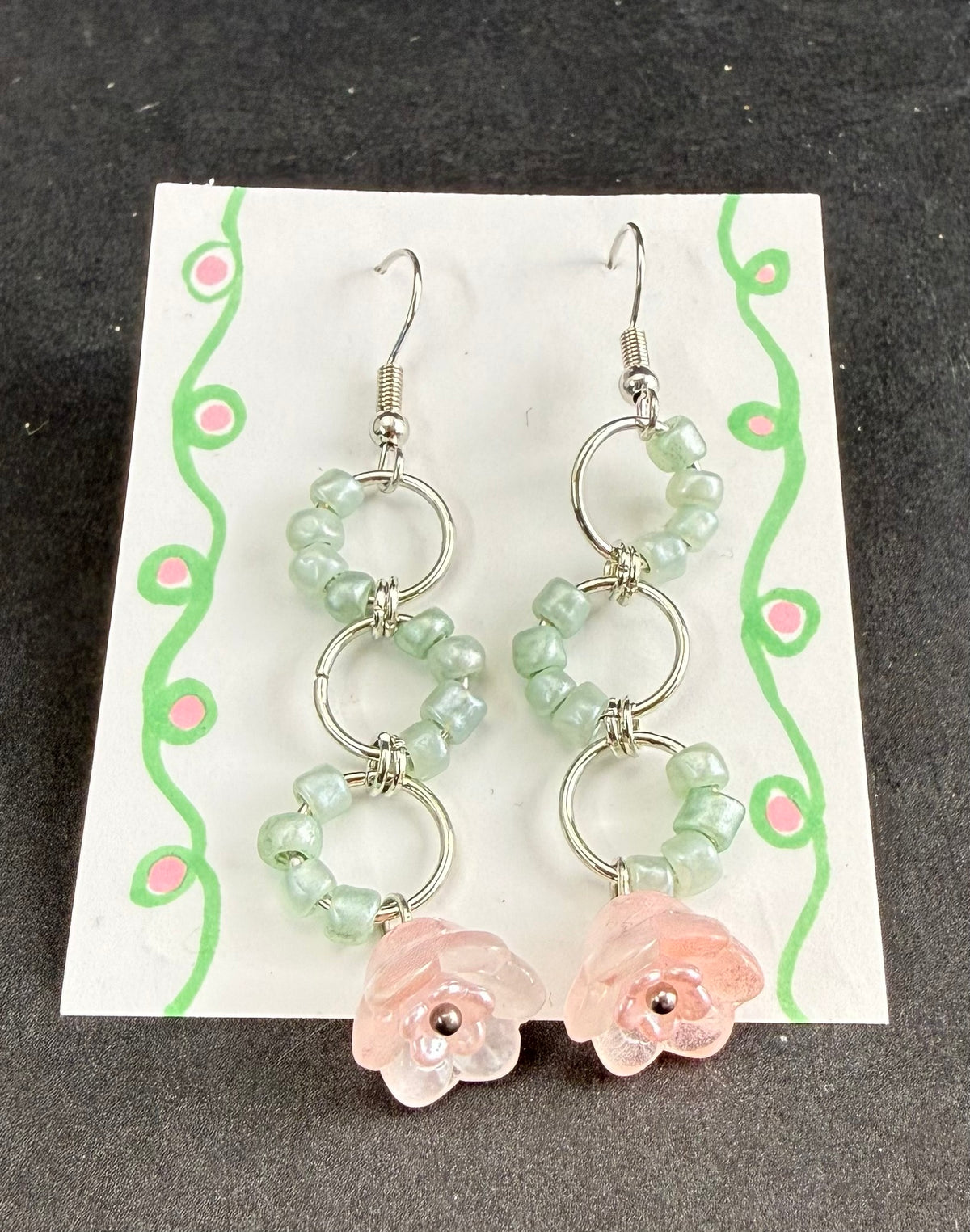 Alexa Slater- Pink Flower Bead Earrings