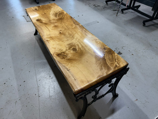 Mike Weber- Rustic Myrtlewood Slab Display Table